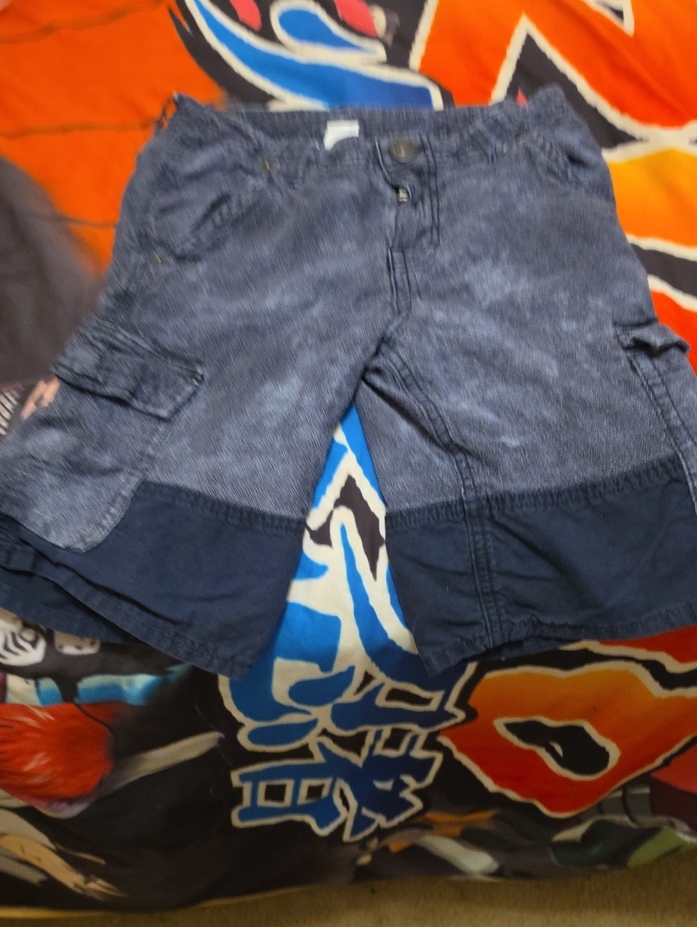 True Religion Men's Two-Tone Blue Cargo Shorts